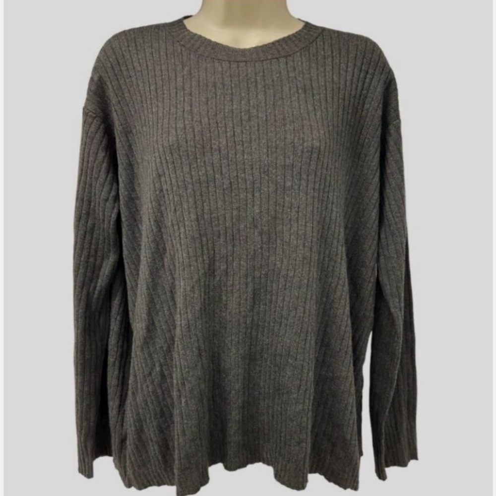 Eileen Fisher Charcoal Long Sleeve Sweater Size LARGE